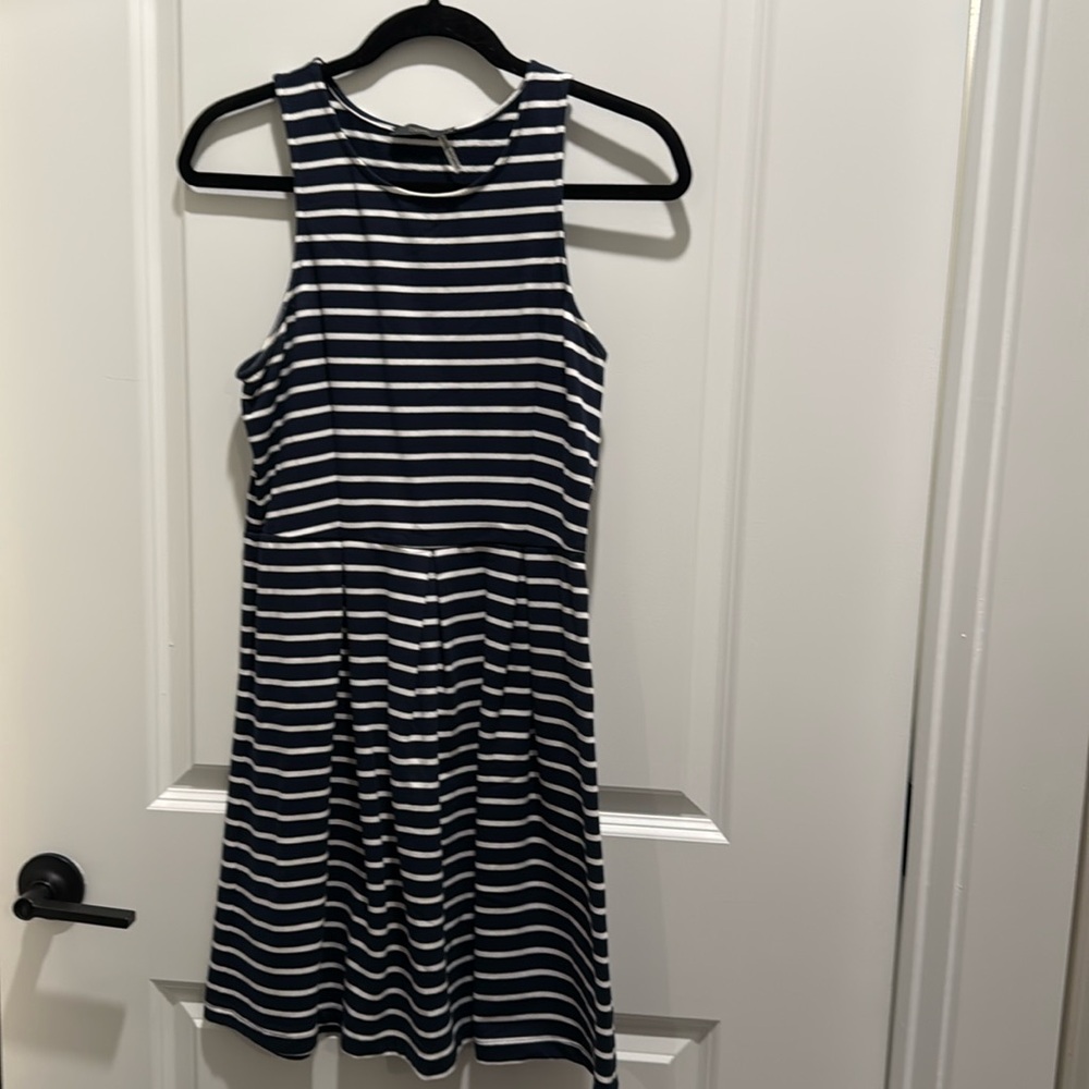 Blue white striped dress